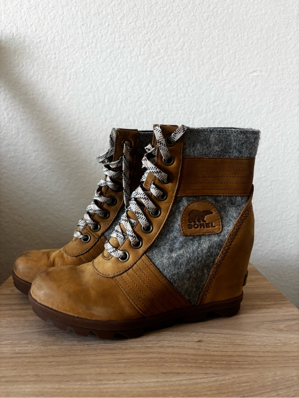 Lexie Wedge Boots Camel Brown Womens 9 - Picture 3 of 9